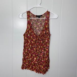 Forever 21 Floral Ruffle-Front Tank Top